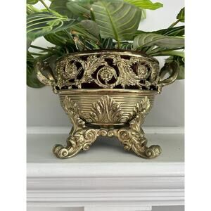 Antique 19th Century Brass Jardinière Planter | Aged Patina Decorative Vessel